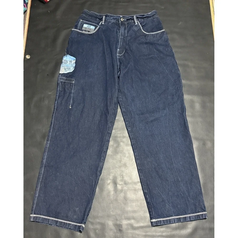 School Of Hard Knocks SOHK Denim Jeans Vintage 90s Y2K Hip Hop Wide Leg street